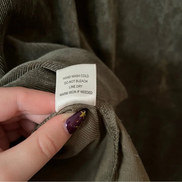 Skies are Blue Corduroy Button Up Shirt Jacket Olive Green Size Medium - Picture 5 of 9